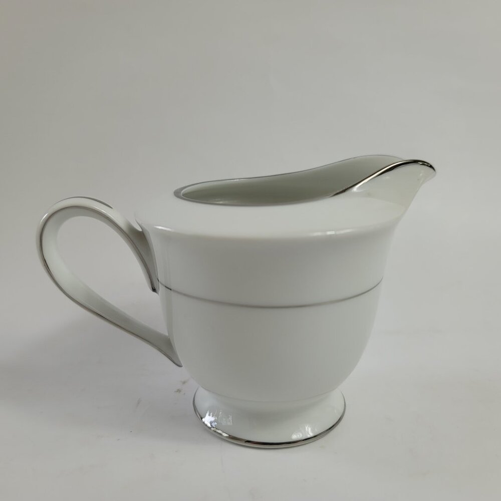 Style House Fine China Wedding Band Creamer White with Platinum Ring & Trim